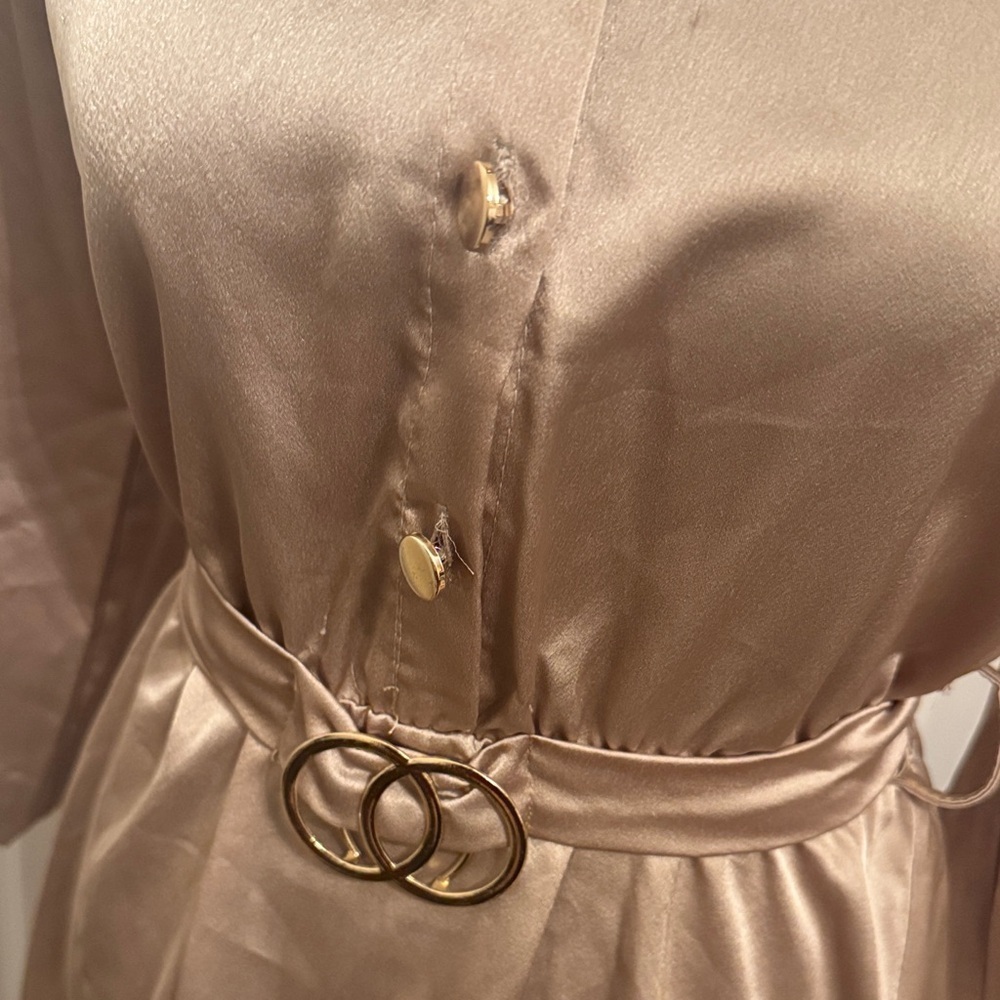 Elegant Satin Gold Dress - Picture 16 of 16